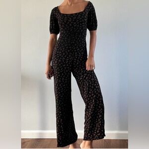 Nasty Gal black floral jumpsuit, size 2